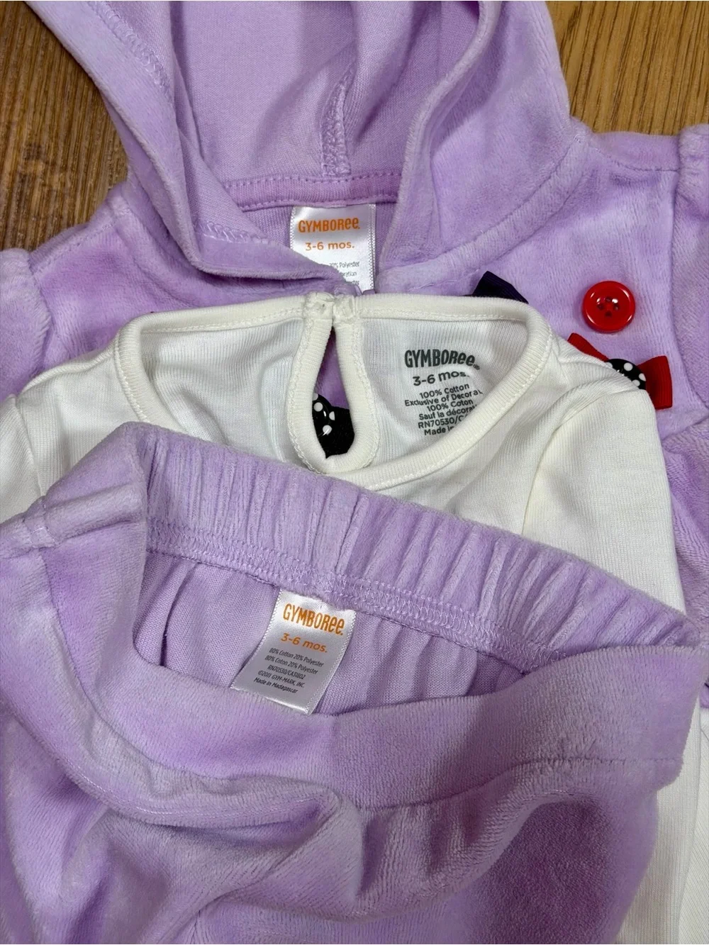 Gymboree 3-6M Lilac Hooded Jacket, Pants & Cream Set Sparkle Purple Boots Size 1